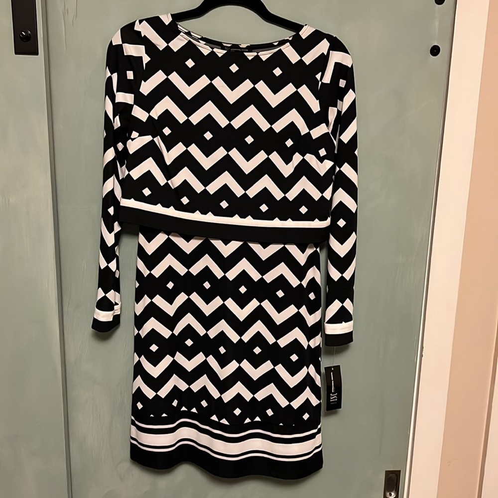 NWT - Inc. International Concepts Black & White Dress, Size: Petite Small